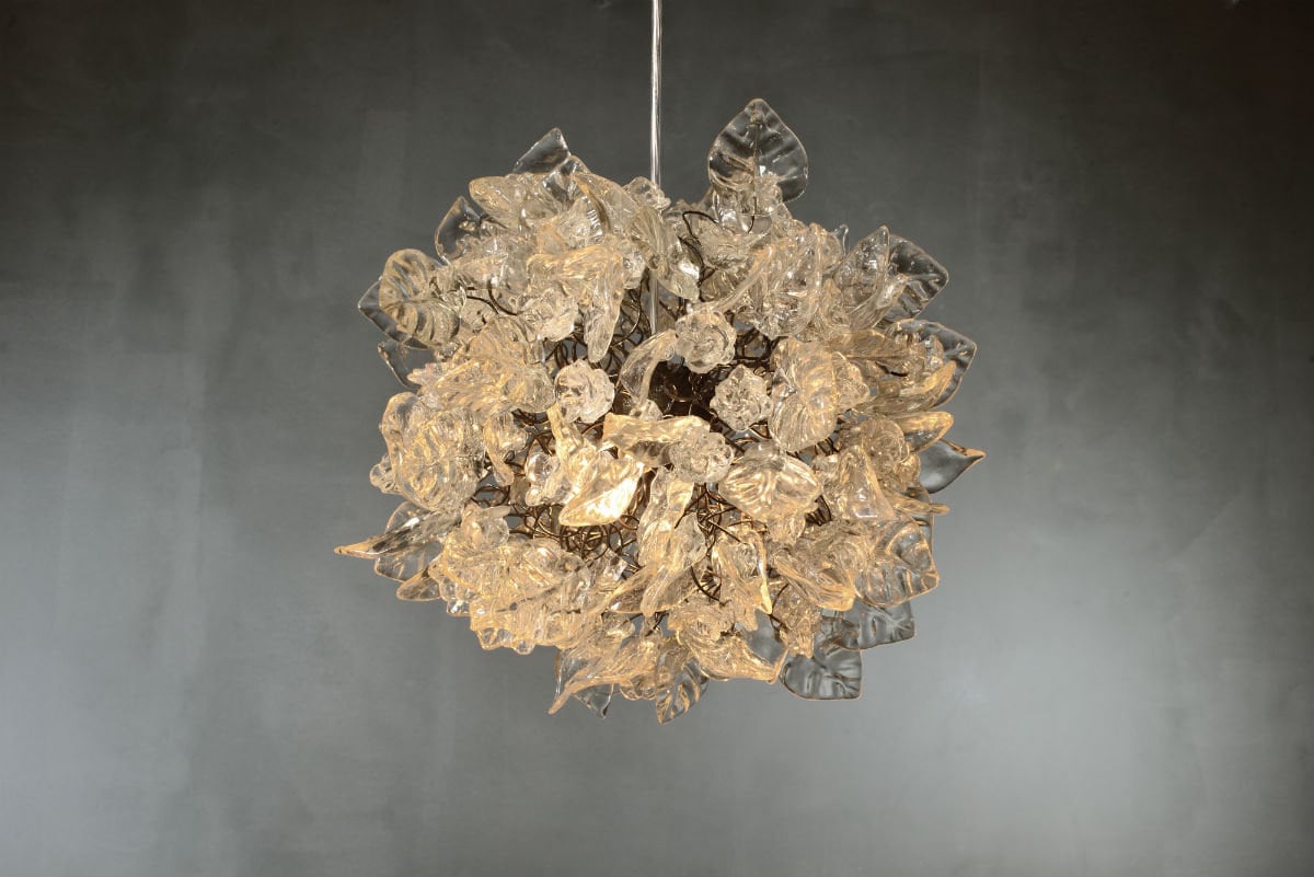 Clear Resin Flower Chandelier: Modern Hanging Light, 13" Diameter