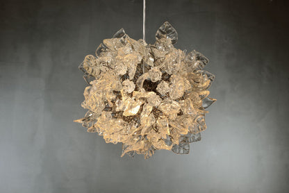 Clear Resin Flower Chandelier: Modern Hanging Light, 13" Diameter