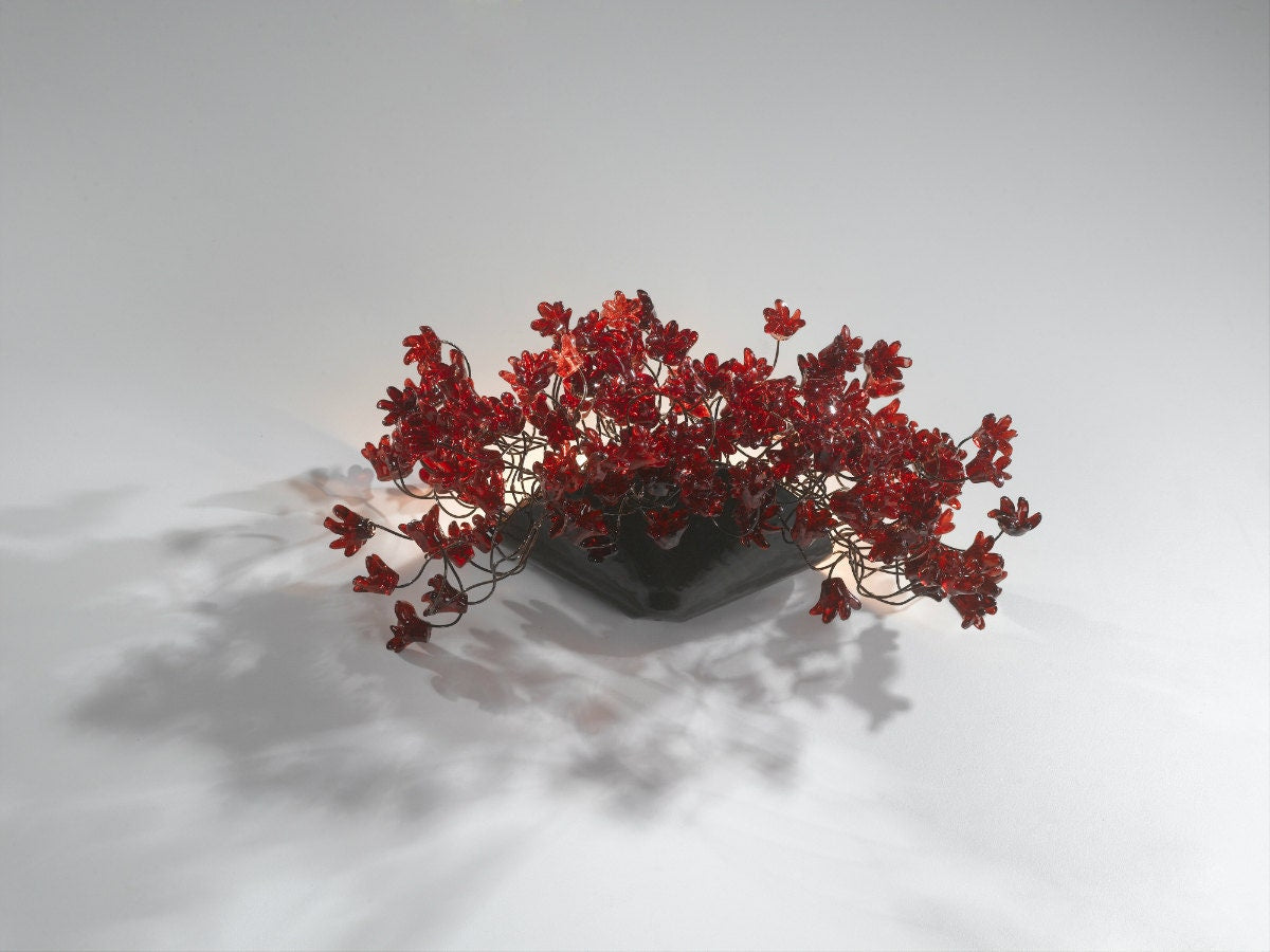 red up sconce lighting, Wall light lamp with elegant red flowers