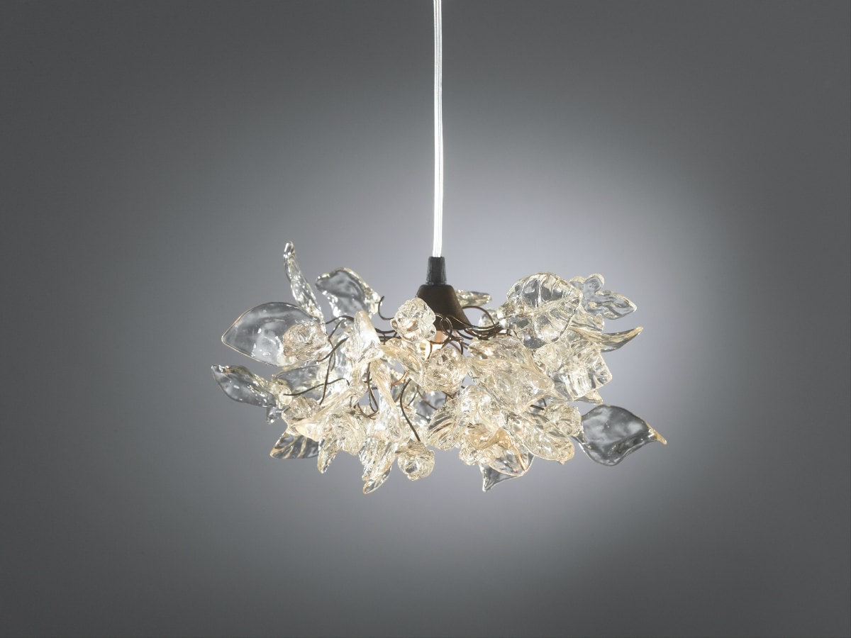 Floral Pendant Light: Clear Resin Flowers, Unique Ceiling Lighting