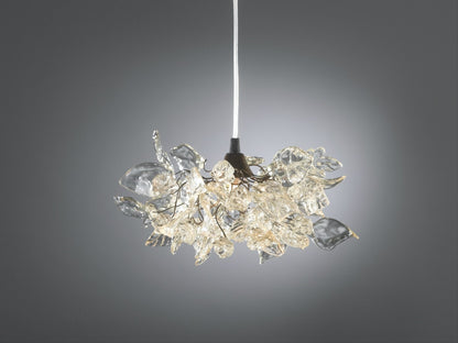 Floral Pendant Light: Clear Resin Flowers, Unique Ceiling Lighting