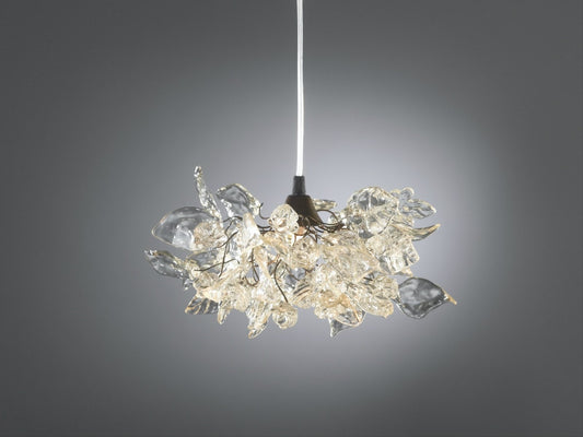 Floral Pendant Light: Clear Resin Flowers, Unique Ceiling Lighting