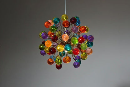 Rainbow Bubble Pendant Light: Handmade Resin Ball Chandelier