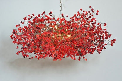 Large Red Flower Chandelier: Unique Hanging Light Fixture