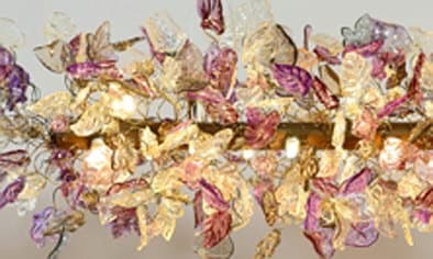 Purple Flower Ceiling Light Fixture: Resin Floral Dining Room Lighting