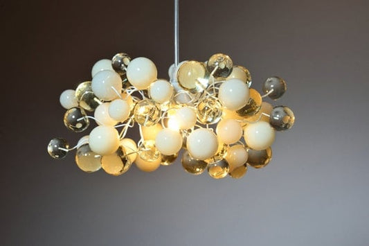 Ceiling Pendant Light with Transparent clear and white color bubbles for desk, kitchen island