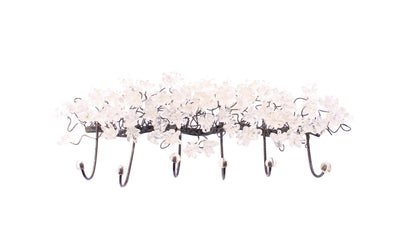 Unique hooks Coat Rack, Wall Hook with clear transparent resin flowers, decorative wall hanger.