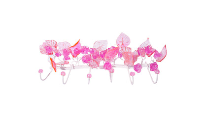 Pink Floral Resin Wall Hanger: Handmade 4 Hook Organizer
