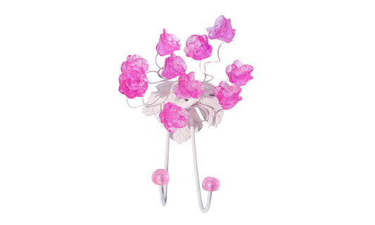 Wall Hook with pink resin flowers, decorative wall hanger.