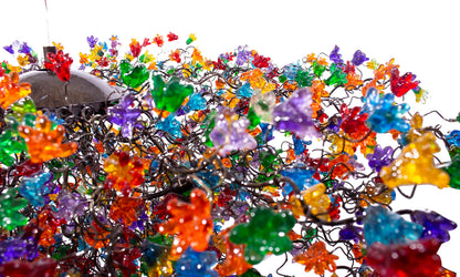 Rainbow Flower Resin Chandelier: Large Modern Hanging Light Decor