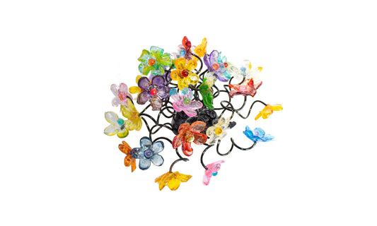 Ceiling lighting Flush mount with multicolored flowers for bathroom, hall entrance or room.