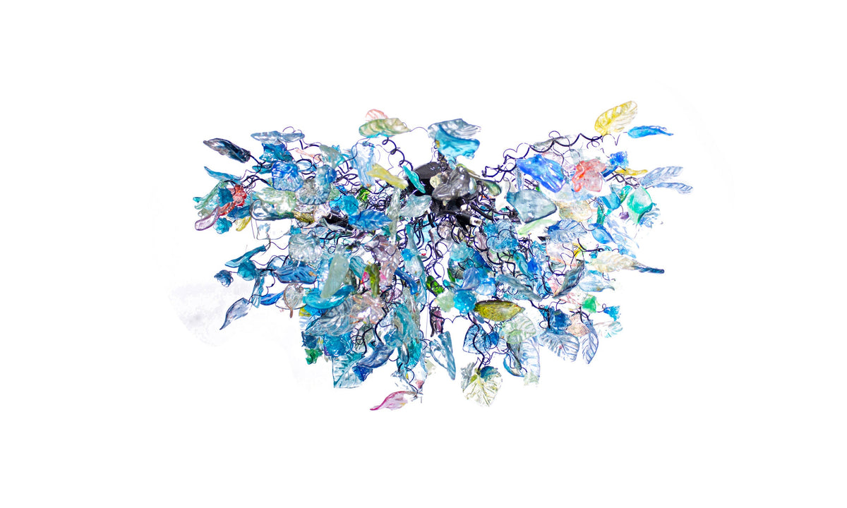 Large Hanging chandeliers with mix of Sea color flowers & leaves for Dining Room