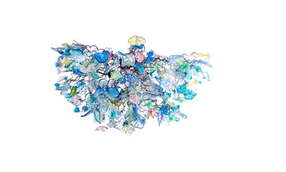 Large Hanging chandeliers with mix of Sea color flowers & leaves for Dining Room