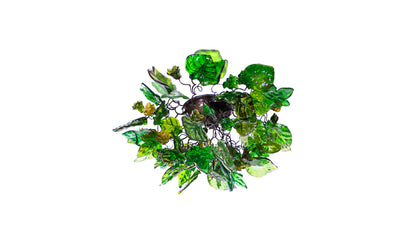 Flush mount ceiling light with greens color flowers and leaves. elegant sconces for ceiling or wall