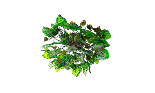 Flush mount ceiling light with greens color flowers and leaves. elegant sconces for ceiling or wall