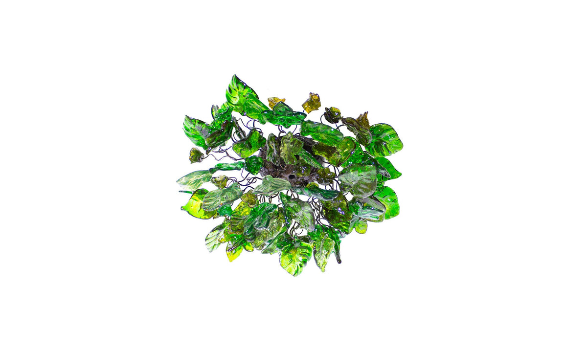 Flush mount ceiling light with greens color flowers and leaves. elegant sconces for ceiling or wall