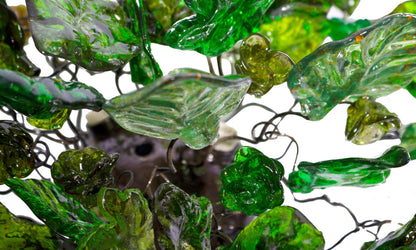 Flush mount ceiling light with greens color flowers and leaves. elegant sconces for ceiling or wall