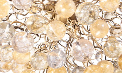 Sparkling Modern Hanging Chandelier with Gold and Clear Bubbles - Elegant and Exclusive Lighting Fixture for Dining Room, Living Room,