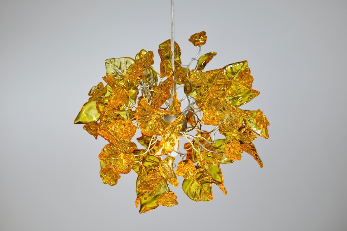 Yellow Floral Pendant Light: Handmade Resin Flower Ceiling Lamp