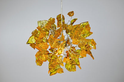 Yellow Floral Pendant Light: Handmade Resin Flower Ceiling Lamp