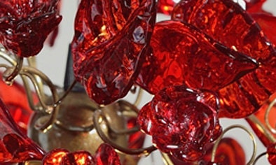 Red Flower Chandelier: Handmade Resin Floral Pendant Light