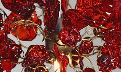 Red Flower Chandelier: Handmade Resin Floral Pendant Light