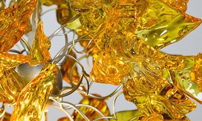 Yellow Floral Pendant Light: Handmade Resin Flower Ceiling Lamp