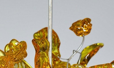 Yellow Floral Pendant Light: Handmade Resin Flower Ceiling Lamp