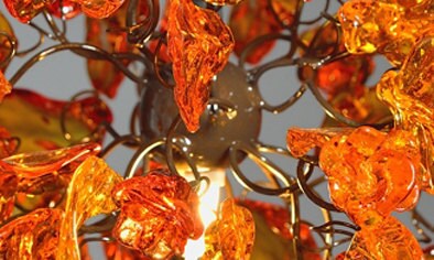 Handmade Orange Flower Ceiling Lamp: Resin Floral Chandelier