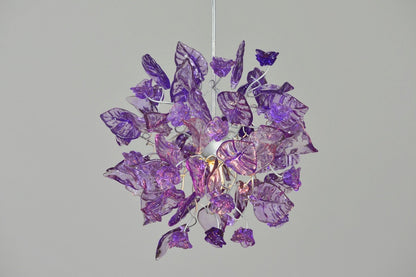 Purple pendant lighting with flowers and leaves a unique lighting