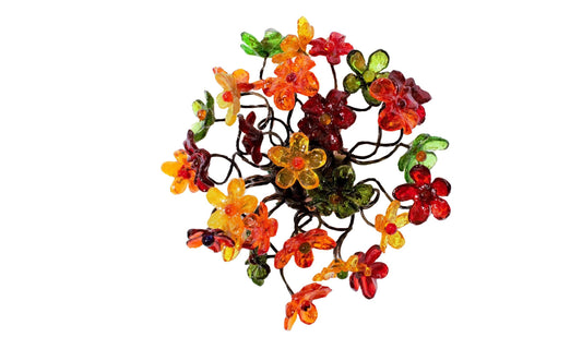 Ceiling lighting Flush mount with warm colors flowers for bathroom, hall entrance or room.