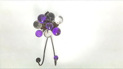 Purple Hook, Decorative Wall Hook with purple and gray resin bubbles, wall hanger.