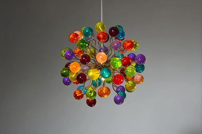 Rainbow Bubble Pendant Light: Handmade Resin Ball Chandelier