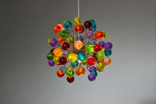 Rainbow Bubble Pendant Light: Handmade Resin Ball Chandelier