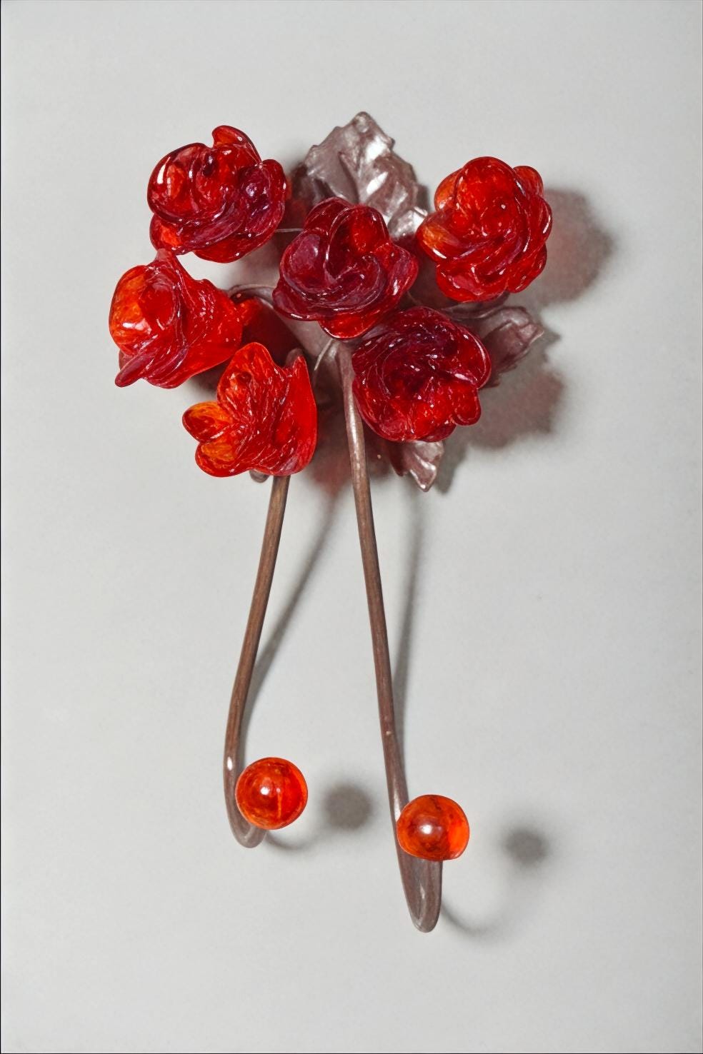 Red Rose Resin Flower Wall Hook: Decorative Key, Coat & Towel Hanger
