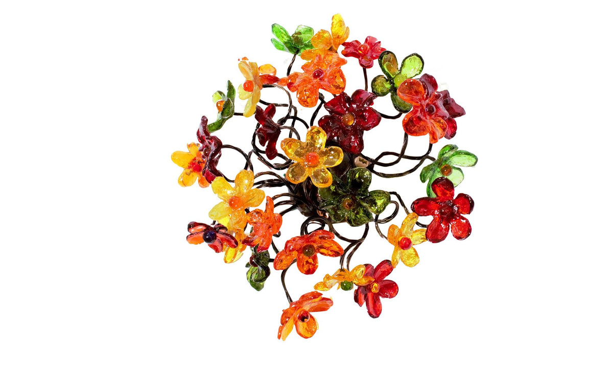 Ceiling lighting Flush mount with warm colors flowers for bathroom, hall entrance or room.
