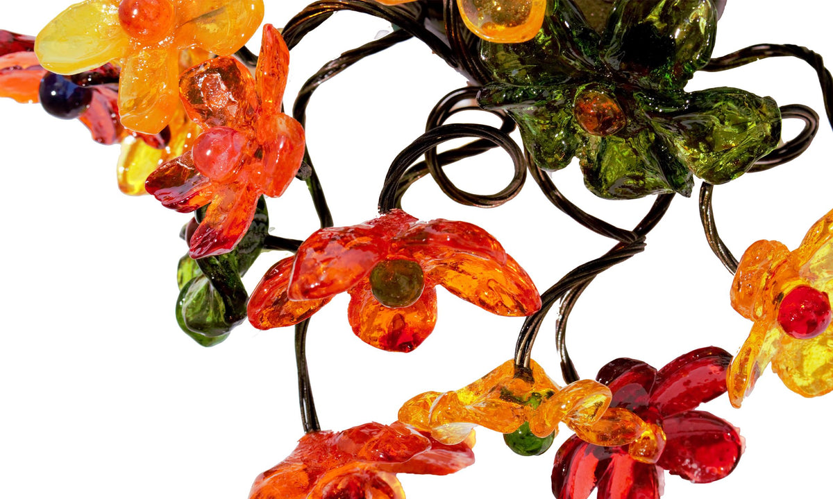 Ceiling lighting Flush mount with warm colors flowers for bathroom, hall entrance or room.