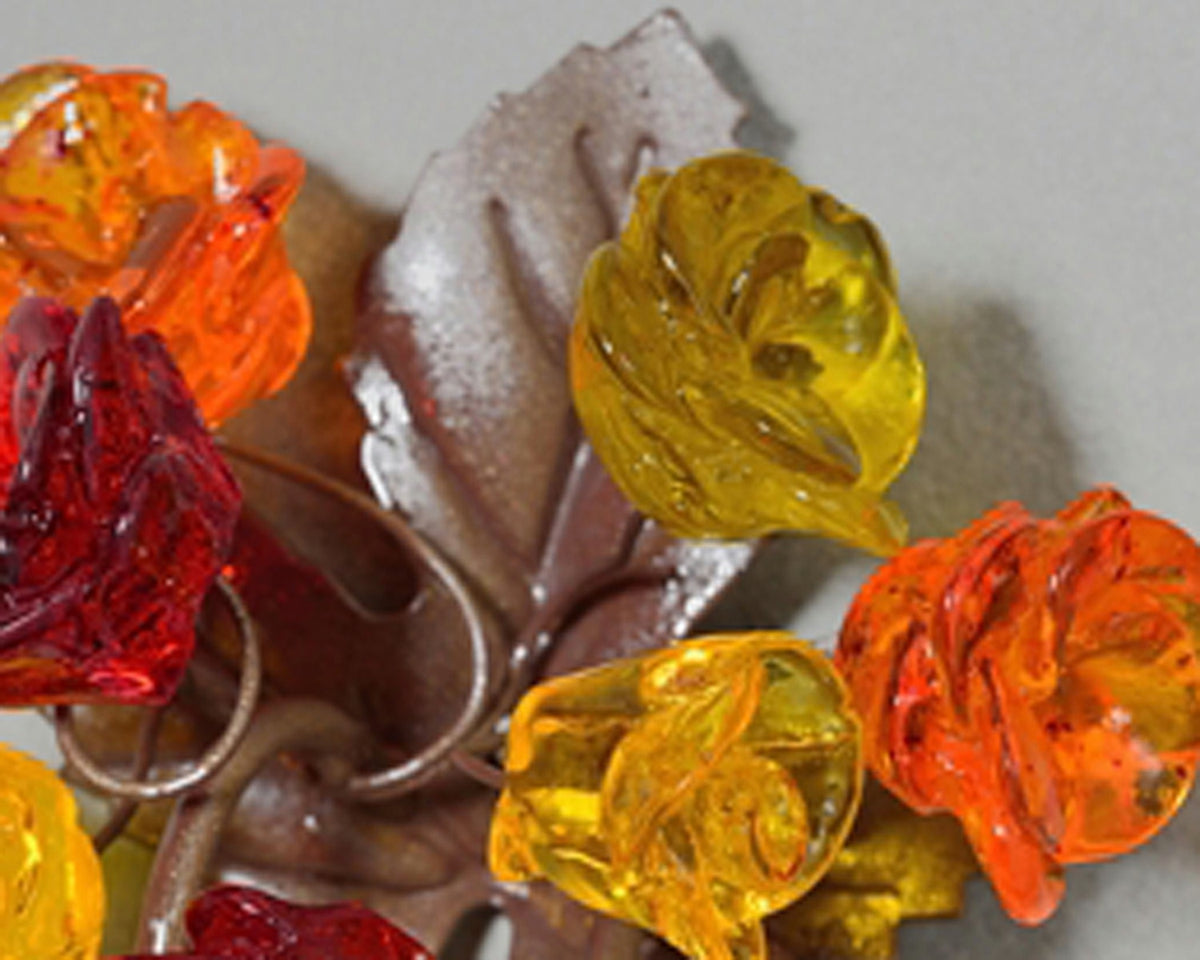 Wall Hook with Warm color resin flowers and leaves, decorative wall hanger.