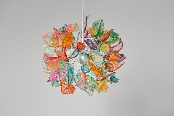Pendant Lighting, Pastel color Ceiling chandelier with flowers and leaves