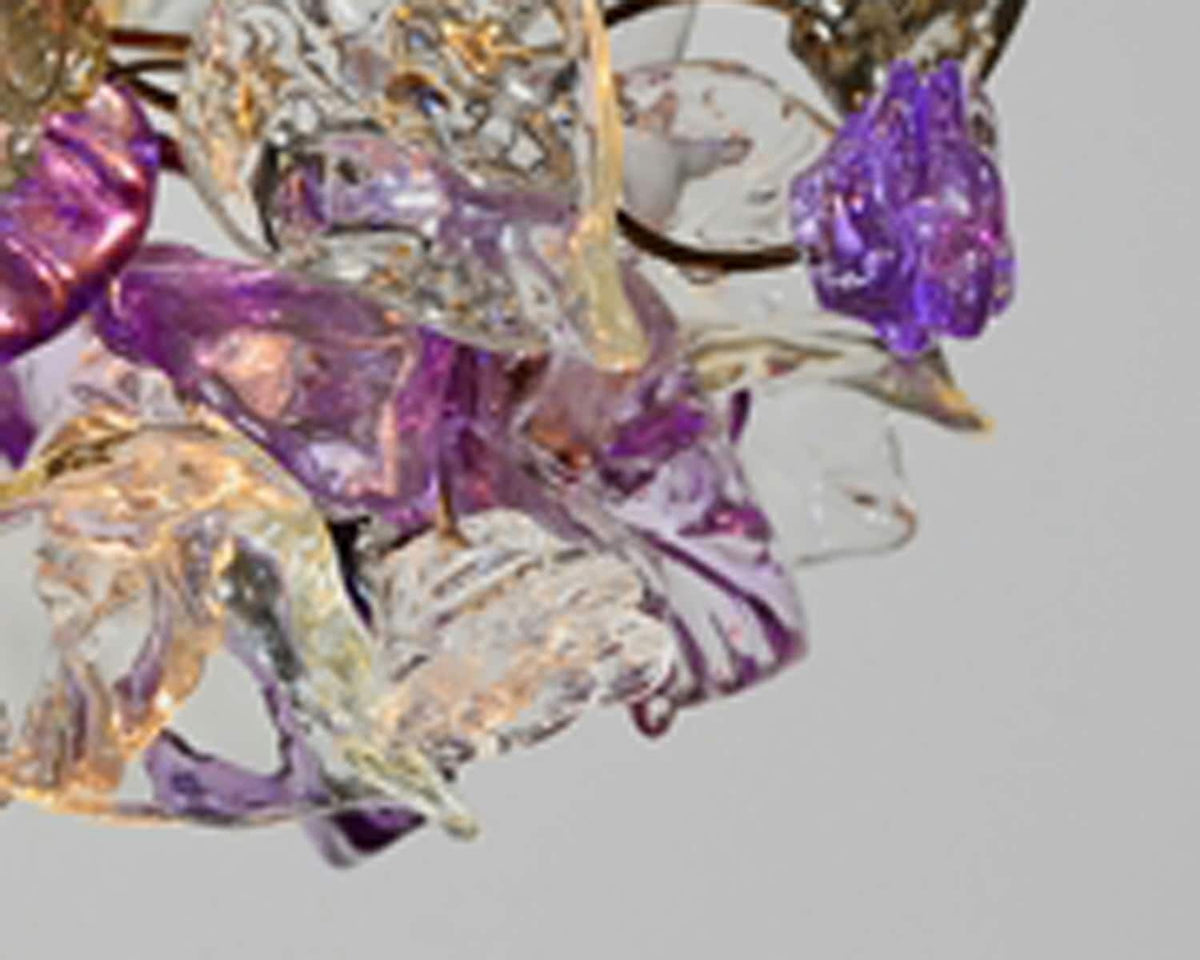 Unique Pendant Light with flowers and leaves at purple, gray and clear color.