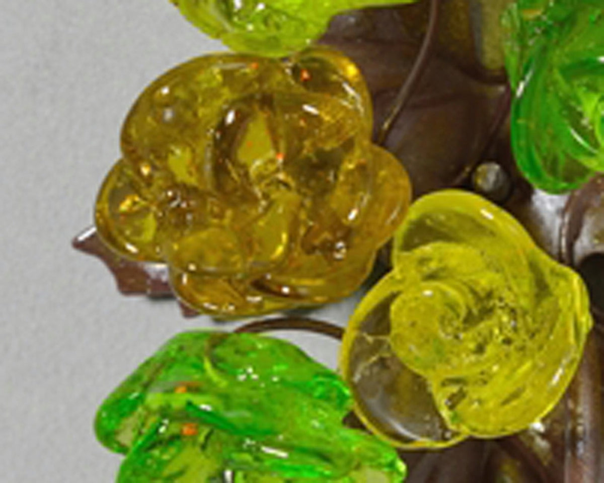 Wall Hooks Decorative leave with green resin flowers for key, towels