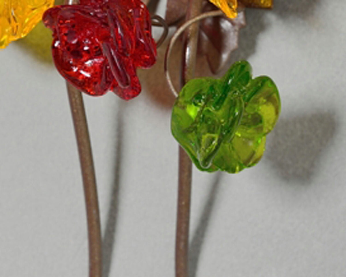 Wall Hook with Warm color resin flowers and leaves, decorative wall hanger.