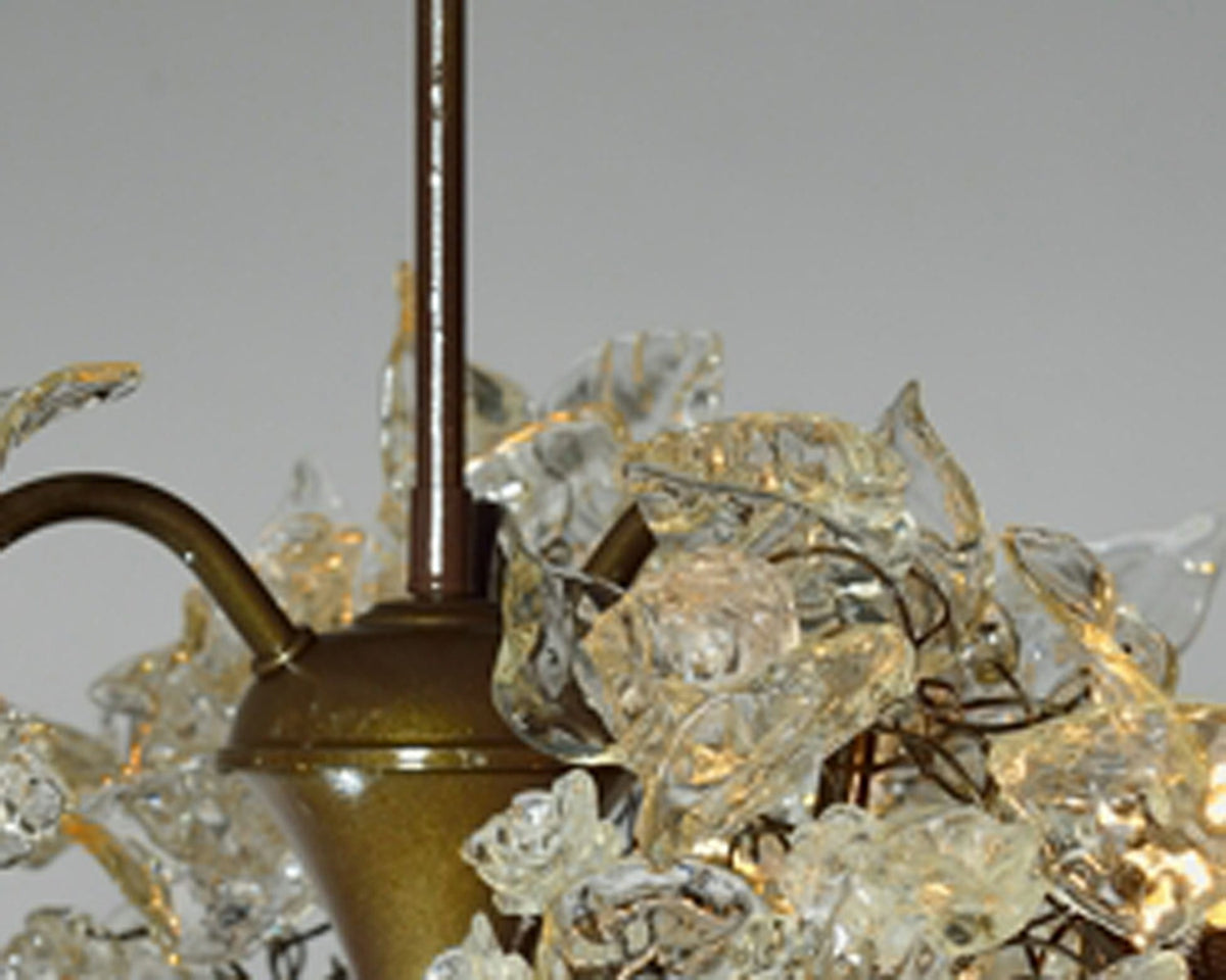 Floral Chandelier: Resin Flowers & Leaves, 3-Arm Dining Room Lighting