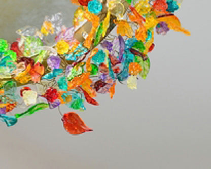 Round Resin Flower Wall Mirror: Decorative LED Light