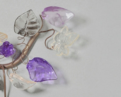 Decorative Hook with purple and gray flowers and leaves - decorative wall hanger, Towel Holder, Bathroom Hooks