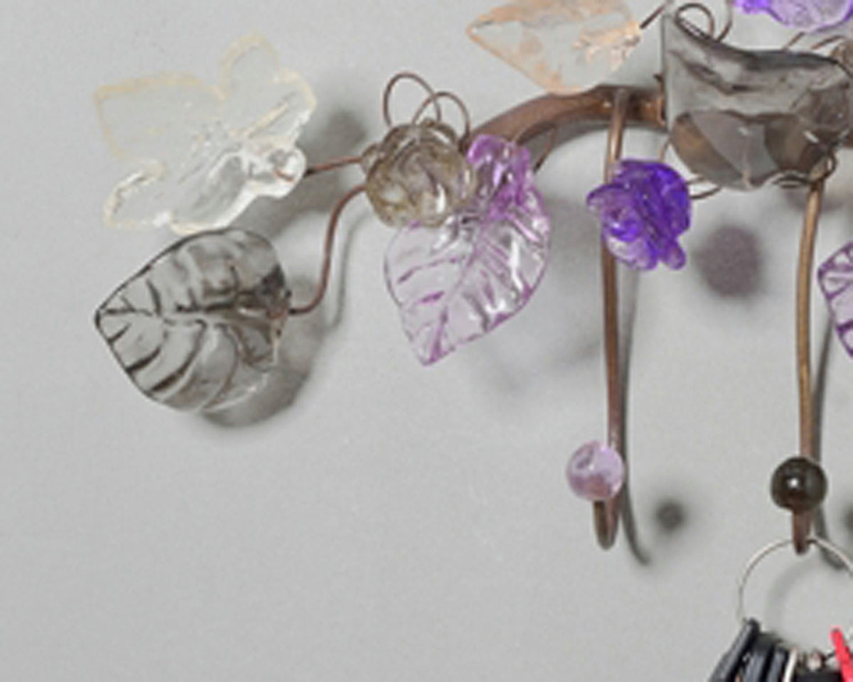 Decorative Hook with purple and gray flowers and leaves - decorative wall hanger, Towel Holder, Bathroom Hooks