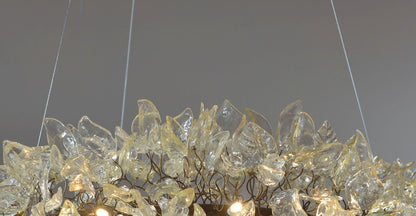 Transparent Resin Flower Chandelier: Handmade Leaf Hanging Ceiling Light Fixture Decor