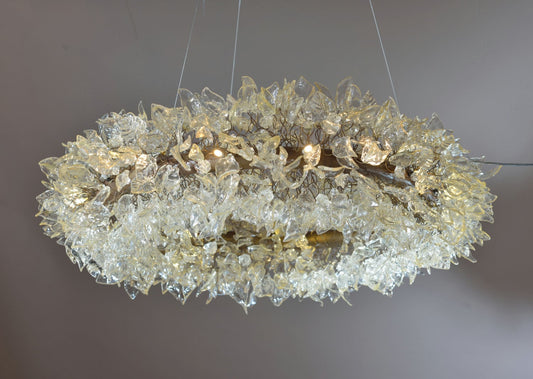 Transparent Resin Flower Chandelier: Handmade Leaf Hanging Ceiling Light Fixture Decor