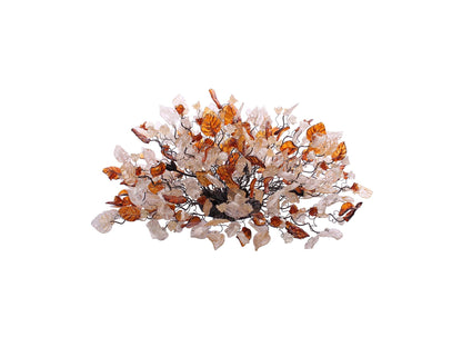 Large oval Flush Mount Ceiling Light with clear gold and brown flowers and leaves