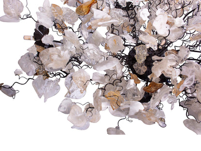 Oval Flush Mount Ceiling Light: Large 34x20 Resin Flowers Leaves Gold White G9 Bulb